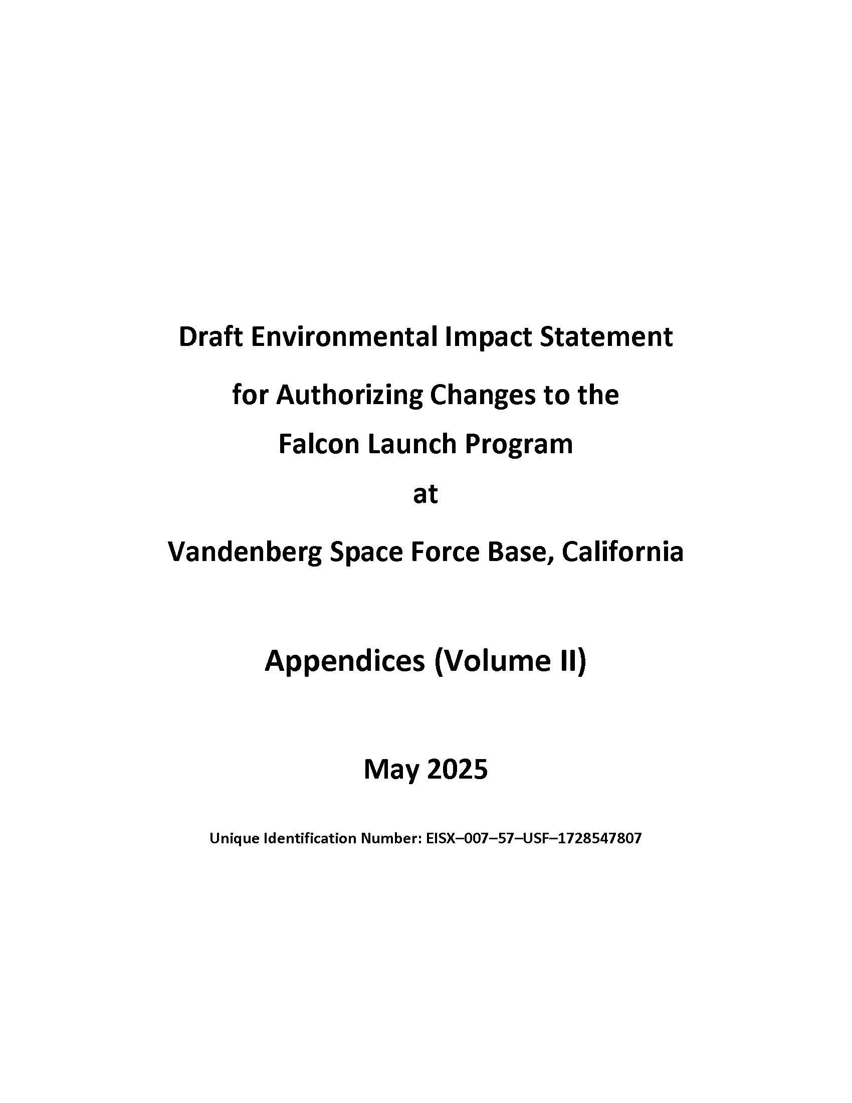 Draft EIS Appendices Volume II